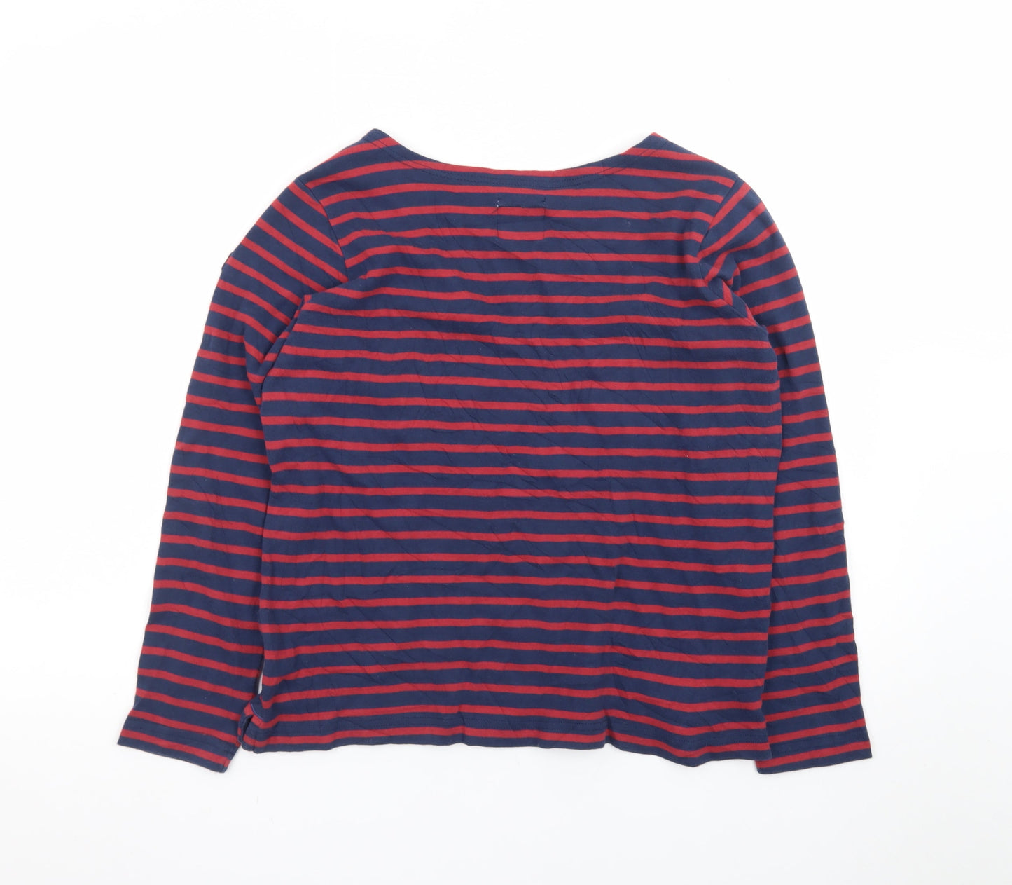 Voile Bleue Men's Blue Red Striped Nautical Long Sleeve T-Shirt Large