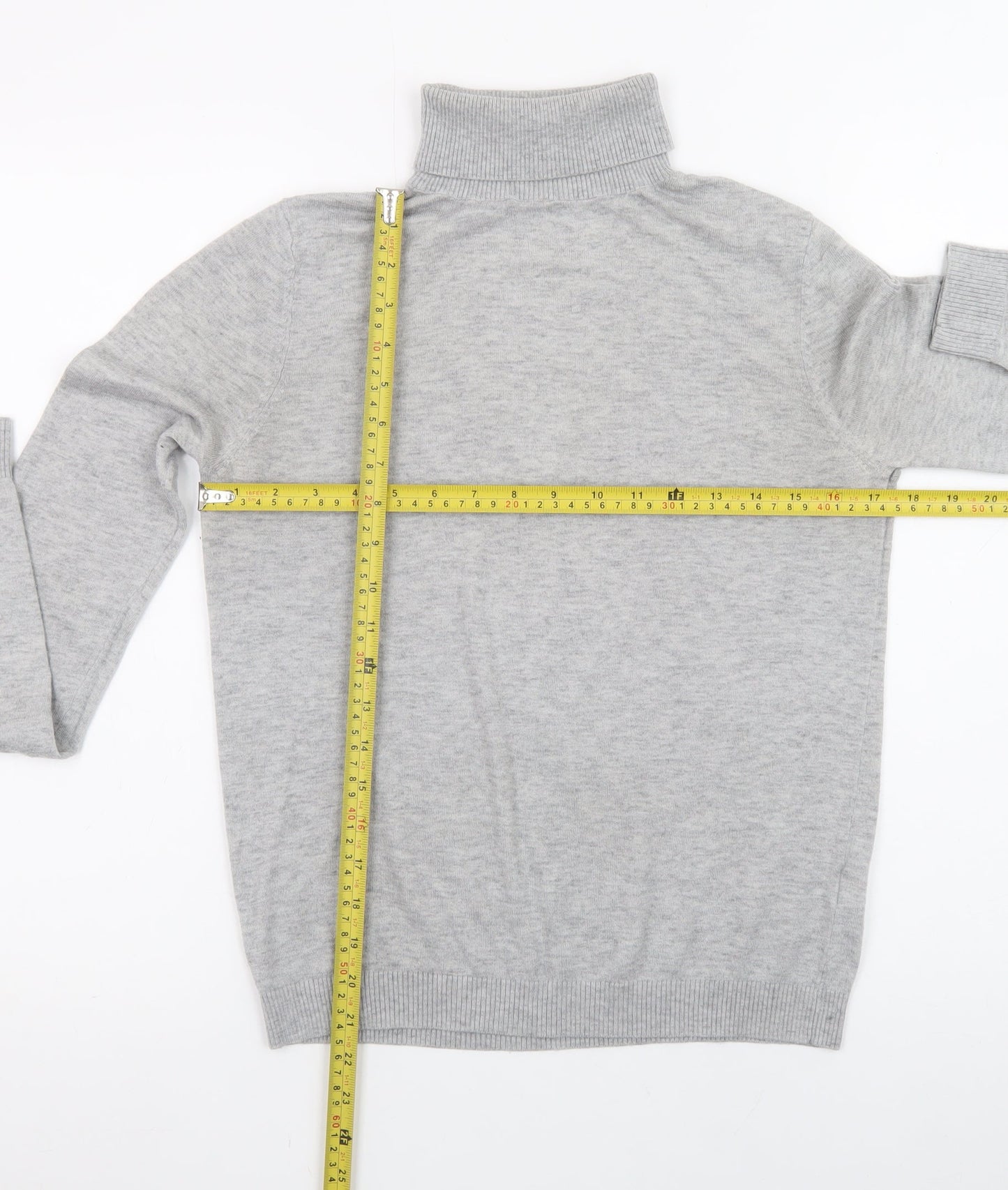 Oliver Bonas Women’s Grey Wool Blend Roll Neck Jumper Size 12