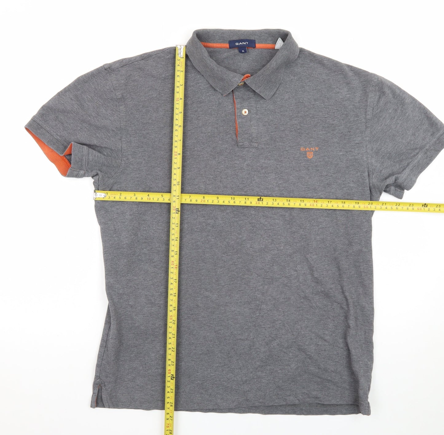 GANT Men's Grey Short Sleeve Polo Shirt Size XL Classic Fit