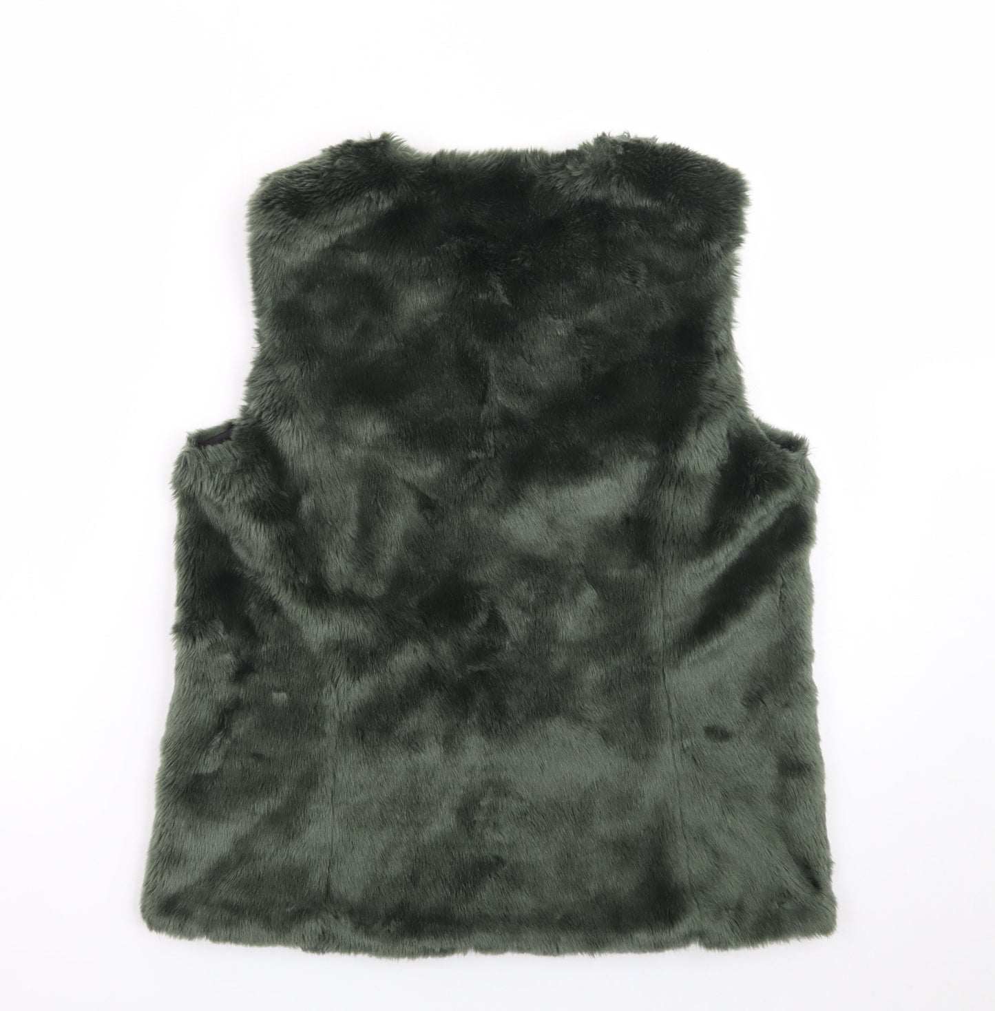 ONLY Women's Green Faux Fur Waistcoat Size M Sleeveless Gilet