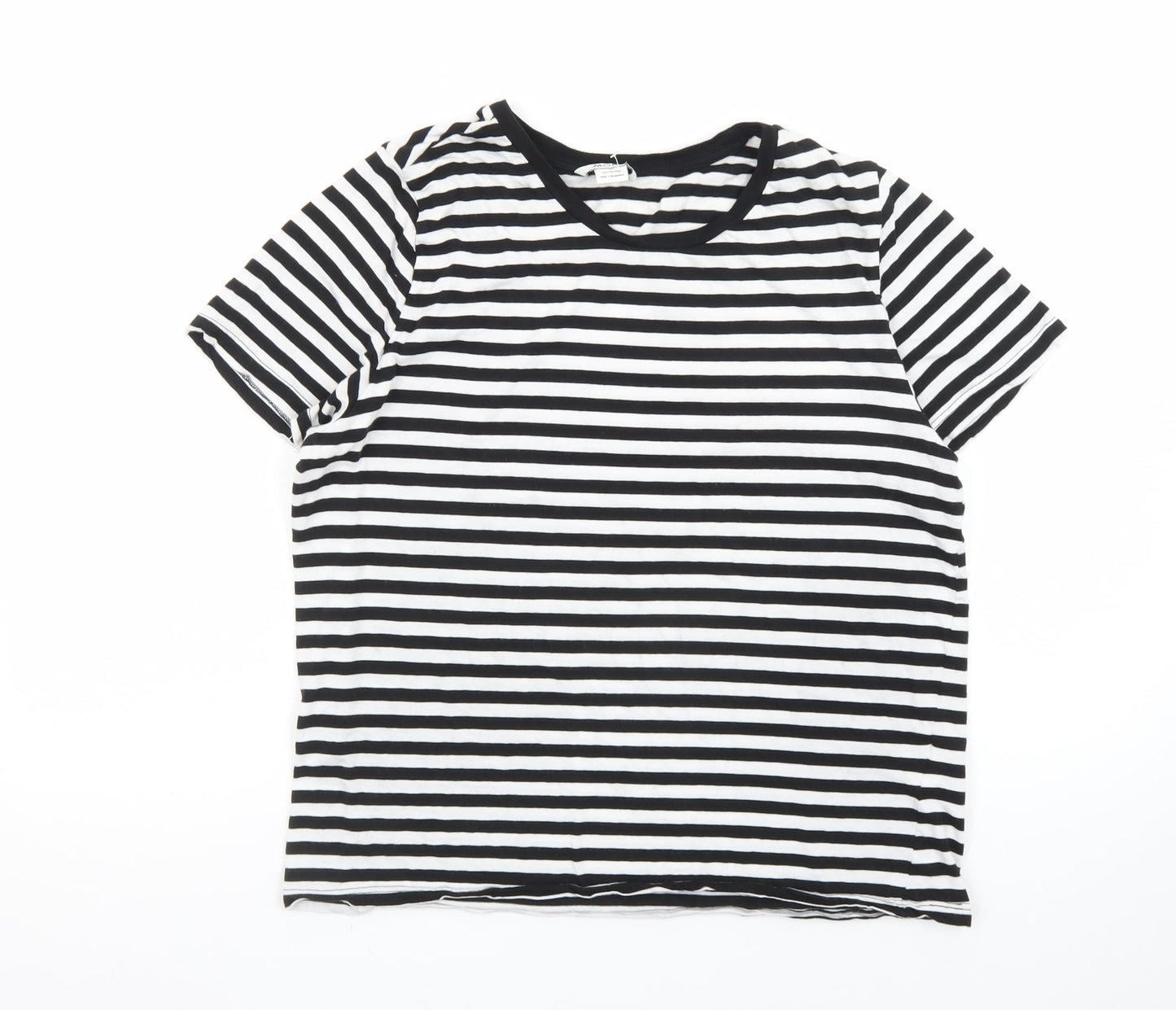 Monki Women’s Black White Striped Cotton T-Shirt Size 12