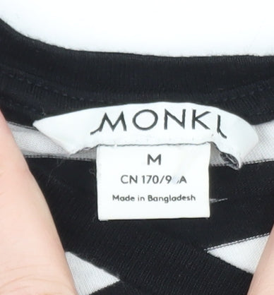 Monki Women’s Black White Striped Cotton T-Shirt Size 12