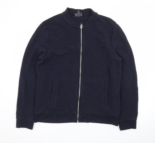 H&M Men’s Blue Slim Fit Bomber Jacket Size L Cotton Blend