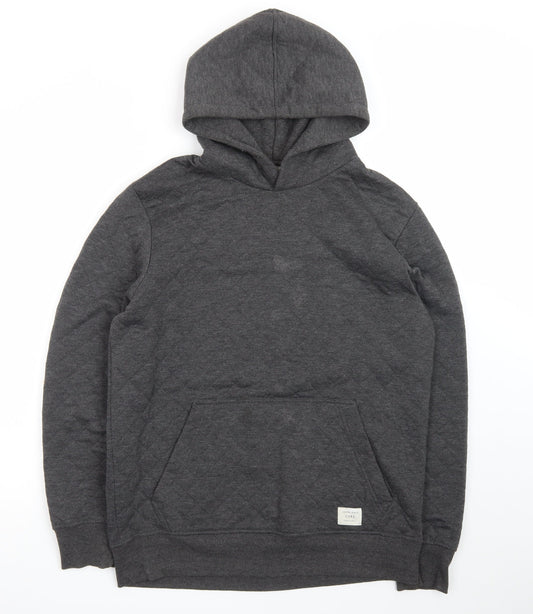 Jack & Jones Men’s Grey Pullover Hoodie L Quilted Core Casual