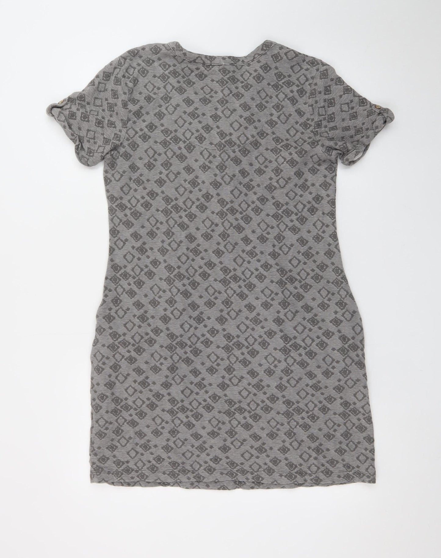 Mantaray Womens Grey Henley T-Shirt Dress Size 12 Cotton Blend