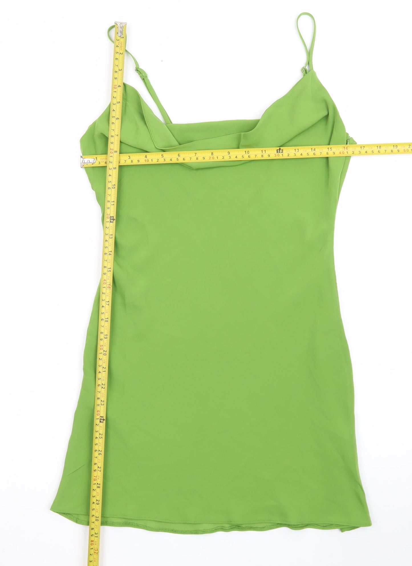 Nasty Gal Women’s Green Slip Dress UK 8 Cowl Neck Satin Style