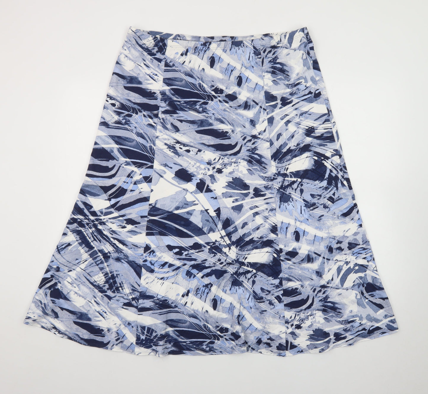 Barbara Lebek Womens Blue Geometric A-Line Midi Skirt Size 20