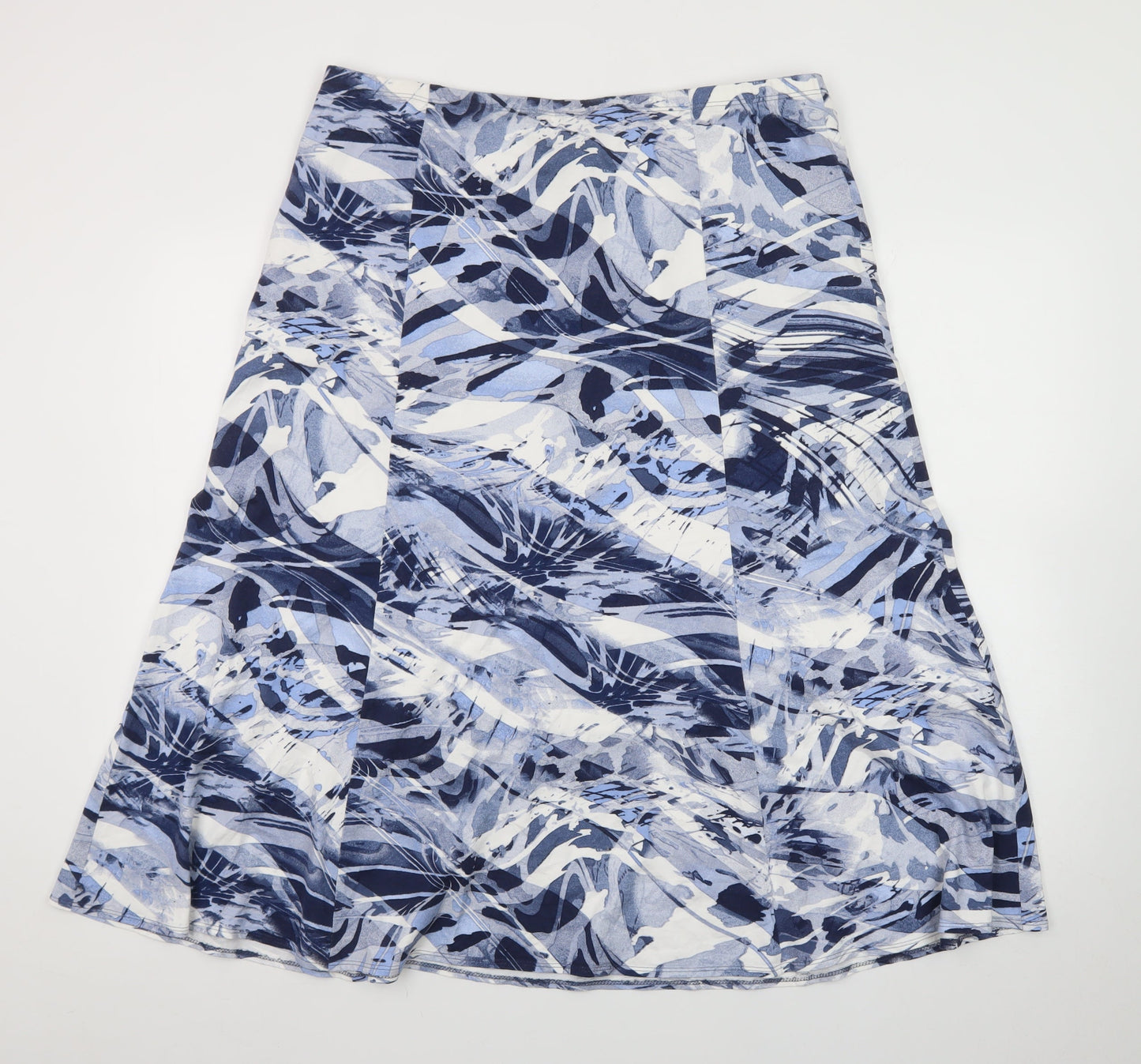 Barbara Lebek Womens Blue Geometric A-Line Midi Skirt Size 20