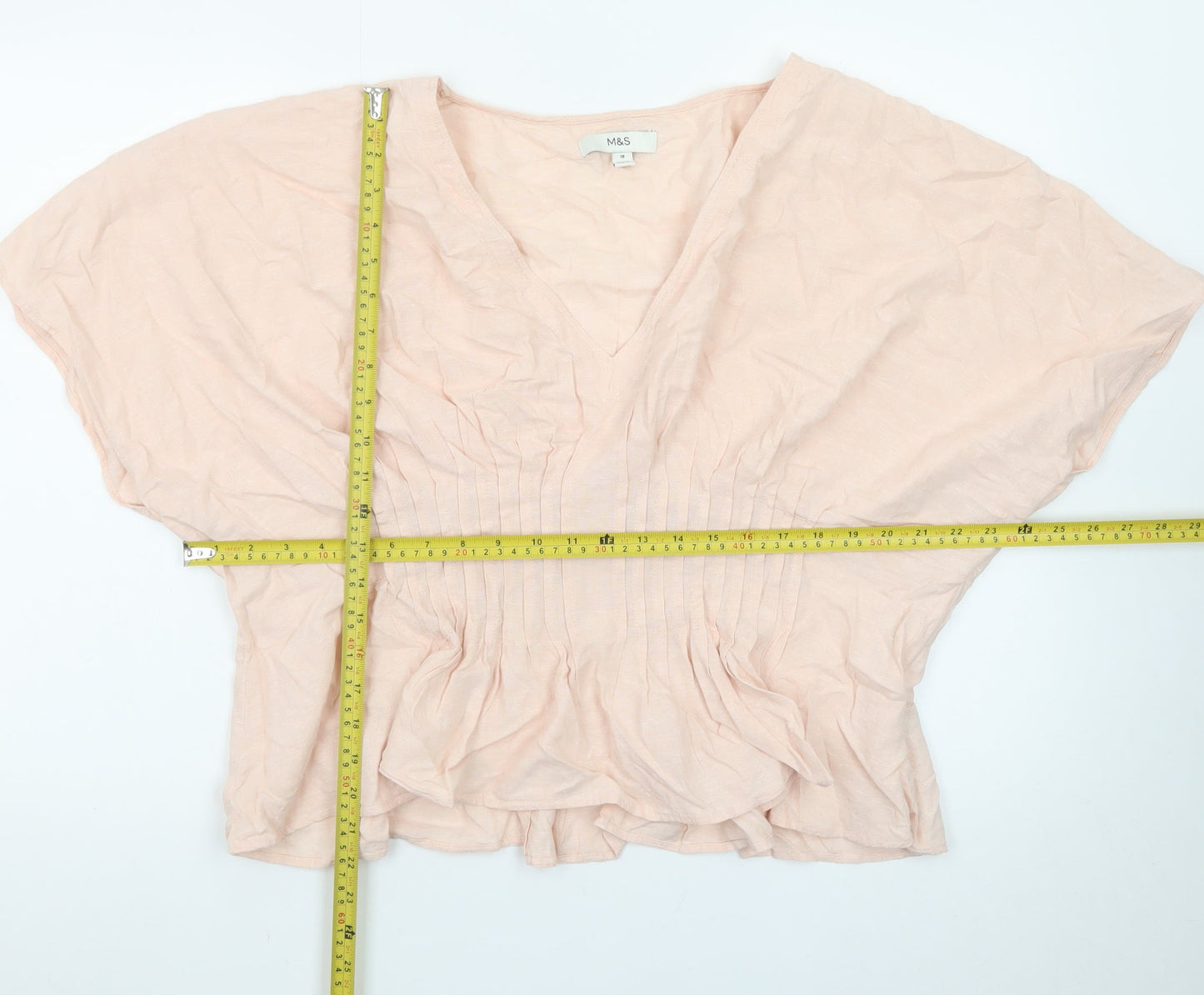 Marks and Spencer Women’s Pink Cotton Tunic Blouse Size 18 V-Neck