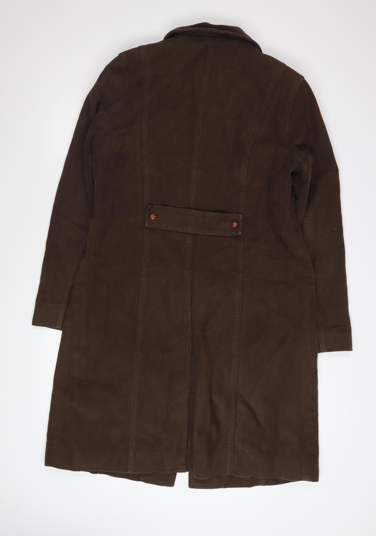 GAP Men's Brown Cotton Long Overcoat Size L Classic Buttoned Style