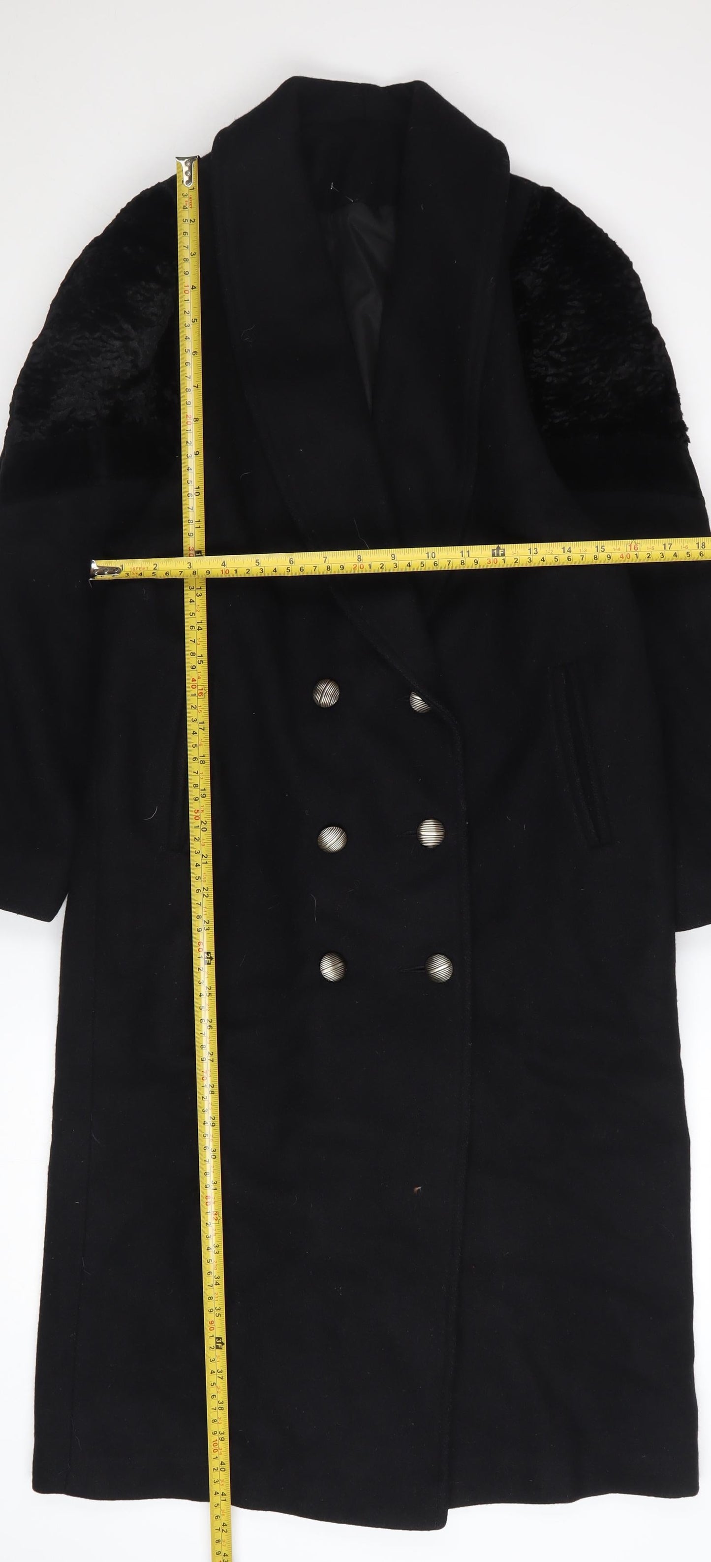 Balimel Women's Black Wool Overcoat Size 10 Long Vintage Lined