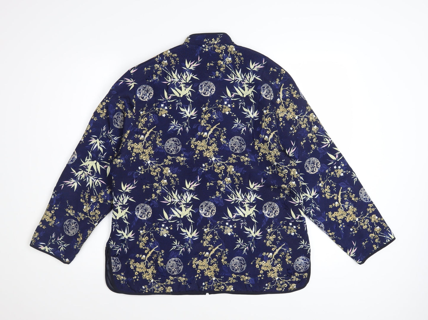 Tung Tai Women's Blue Floral Silk Kimono Jacket Size L