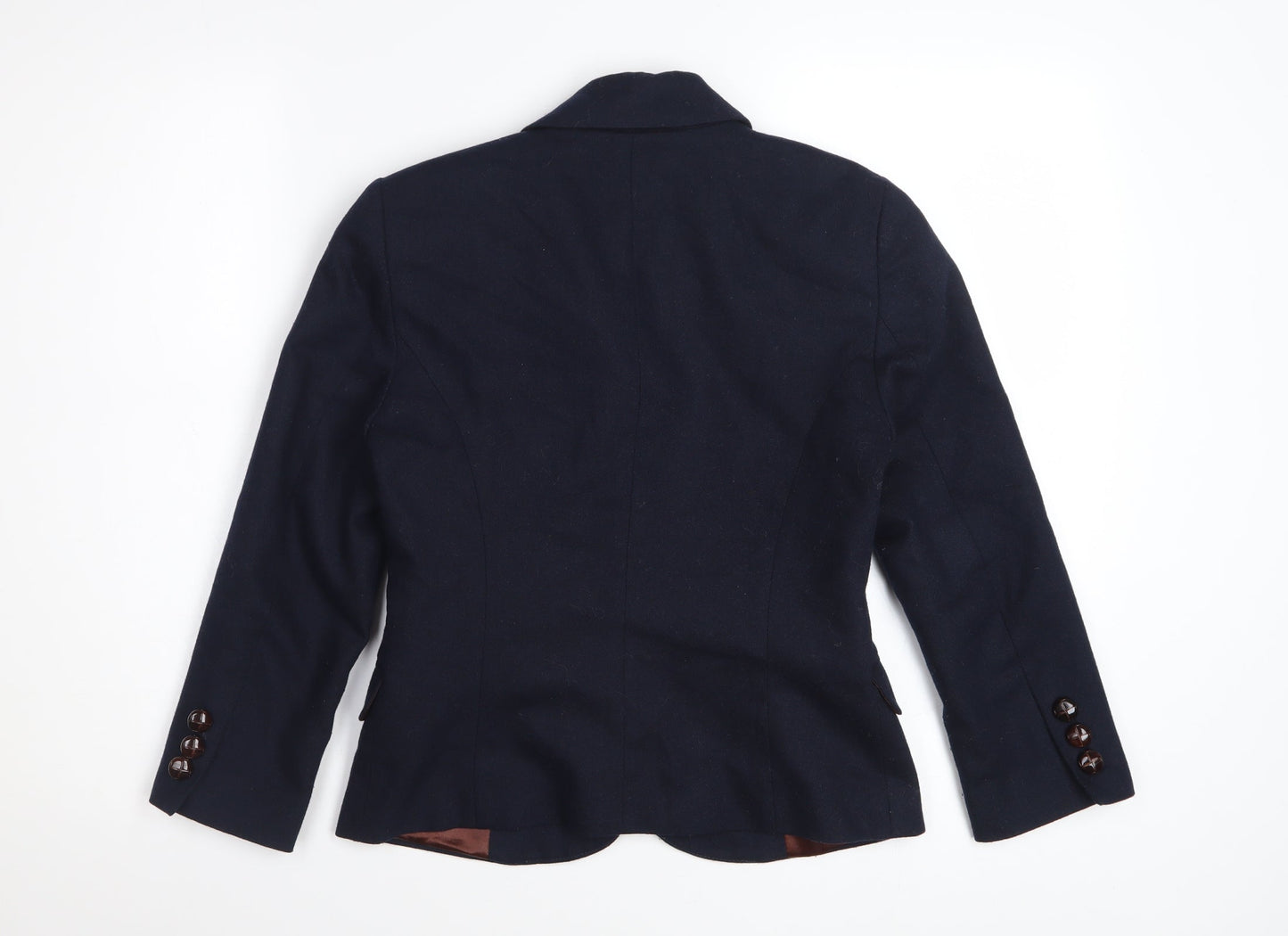 Topshop Women’s Navy Blue Wool Blend Tailored Blazer UK 8