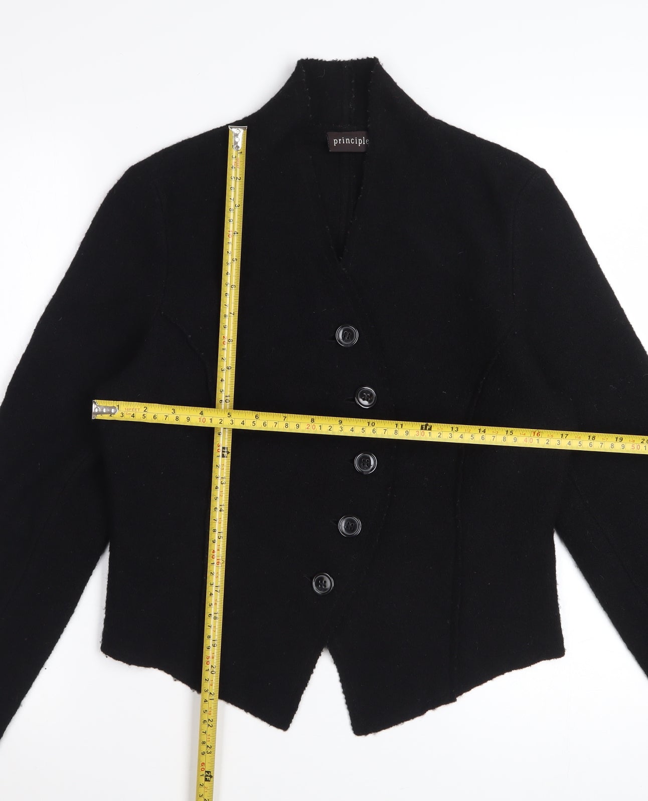 Principles Women Black Wool Blazer Jacket Size 12