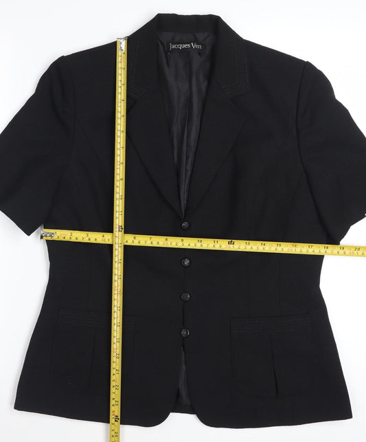 Jacques Vert Women's Black Short Sleeve Suit Jacket Size 12
