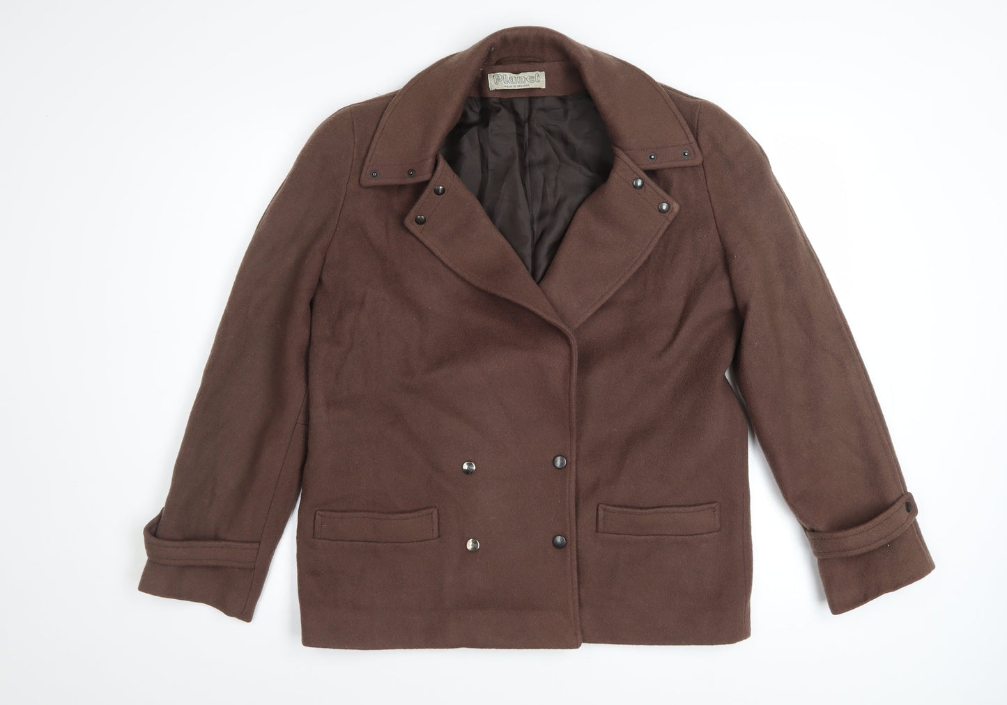 Planet Women’s Brown Wool Pea Coat Size 12 Classic Short Jacket