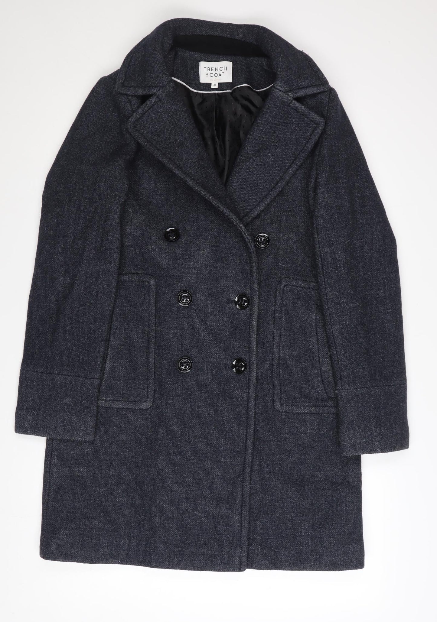 Trench & Coat Women's Grey Wool Pea Coat Size 10 Mid-Length