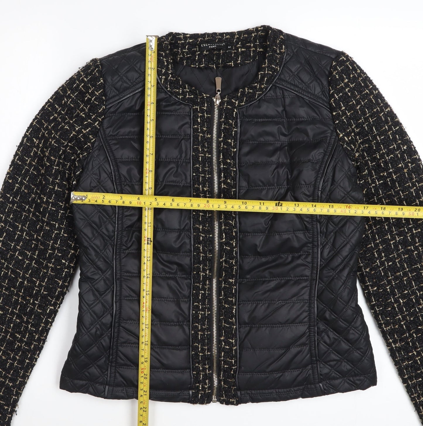 Escardelle Women’s Black Quilted Tweed Jacket Size M