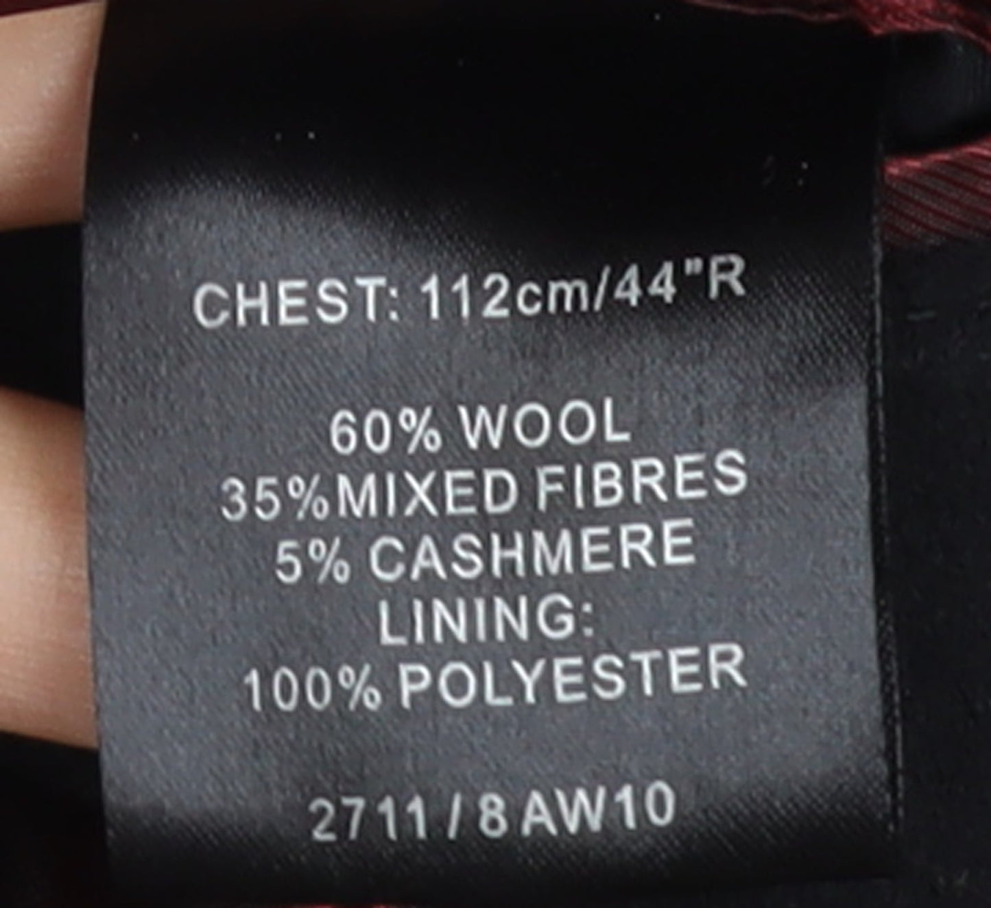 Greenwoods Mens Black Wool Cashmere Overcoat 44R Single Breasted