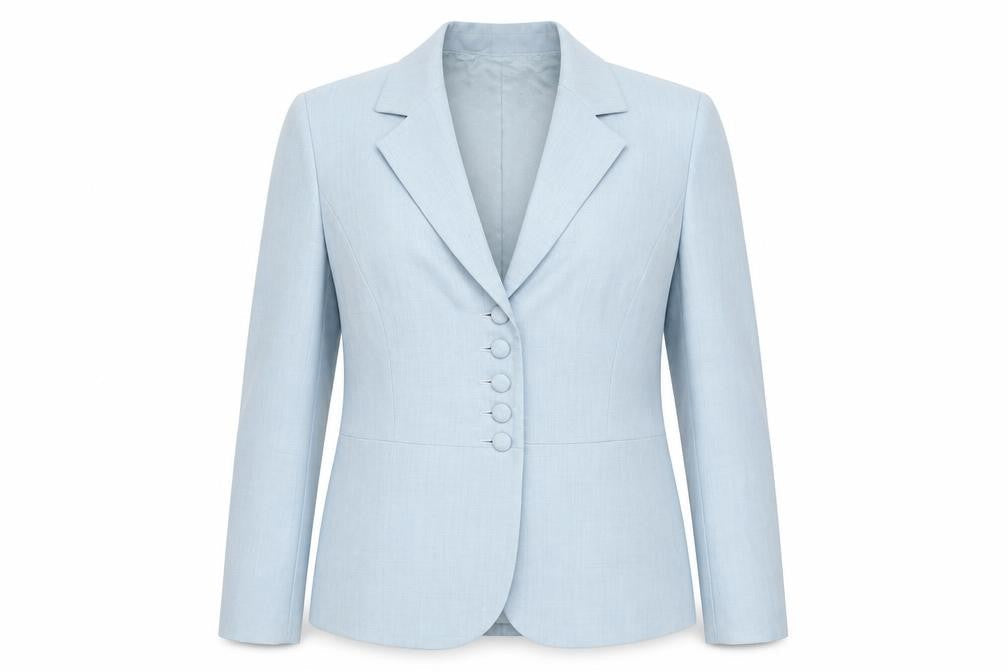 Marks & Spencer Women Blue Wool Blend Tailored Blazer Size 12