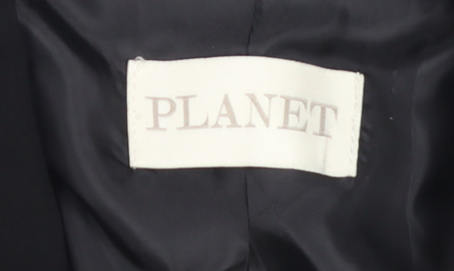 Planet Womens Black Polyester Lined Single-Breasted Blazer UK 18