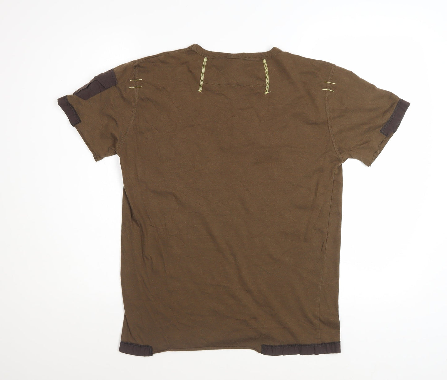 RS Relakz Men's Brown Graphic Print Crew Neck T-Shirt Size L