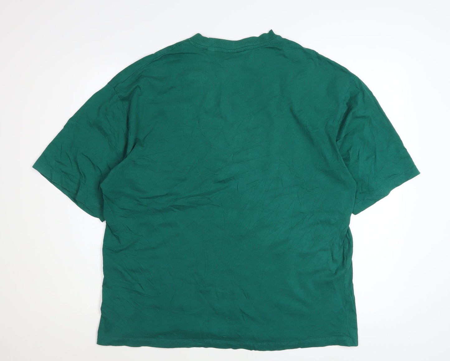 Collusion Men's Green Relaxed Fit Crew Neck Cotton T-Shirt L