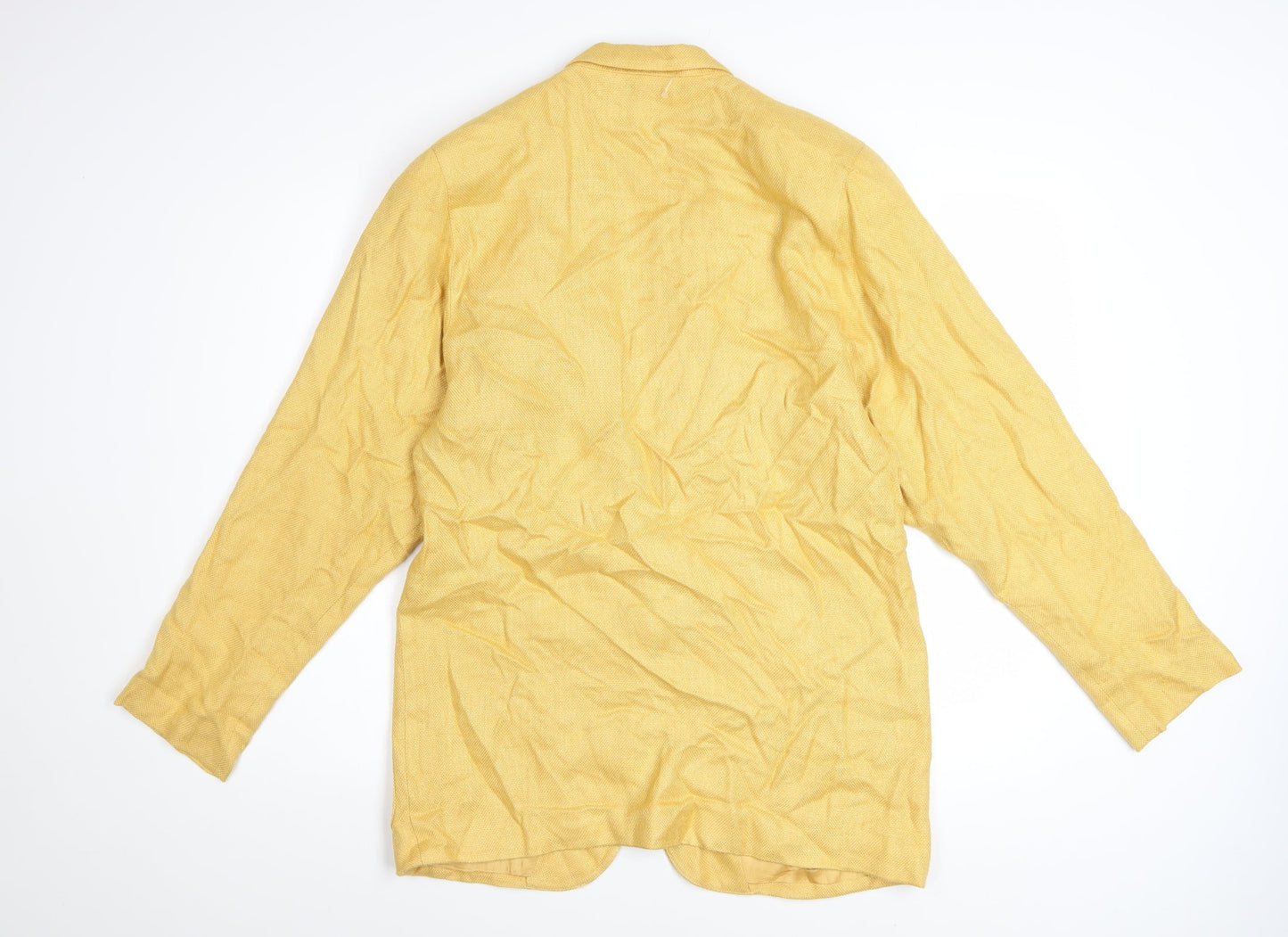 VZF Women's Yellow Linen Blend Long Blazer Jacket Size 8
