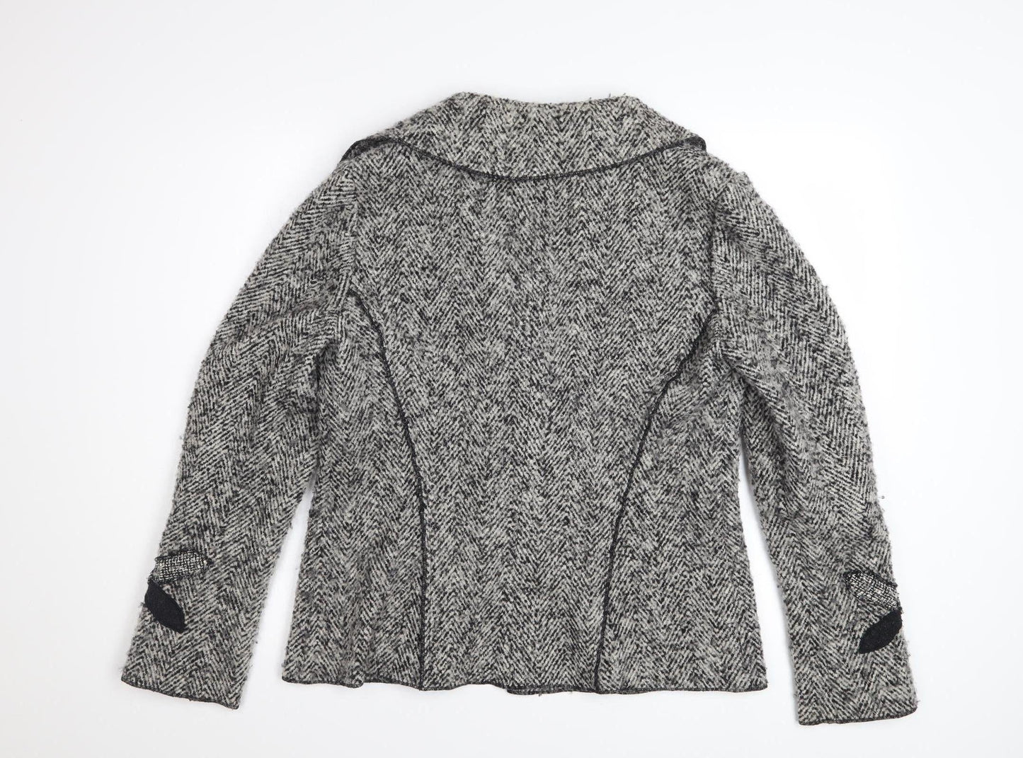 Marks and Spencer Per Una Women's Grey Wool Blend Tweed Blazer Jacket Size 14