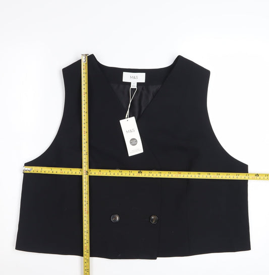 Marks and Spencer Women's Black Double-Breasted Tuxedo Waistcoat Size 22