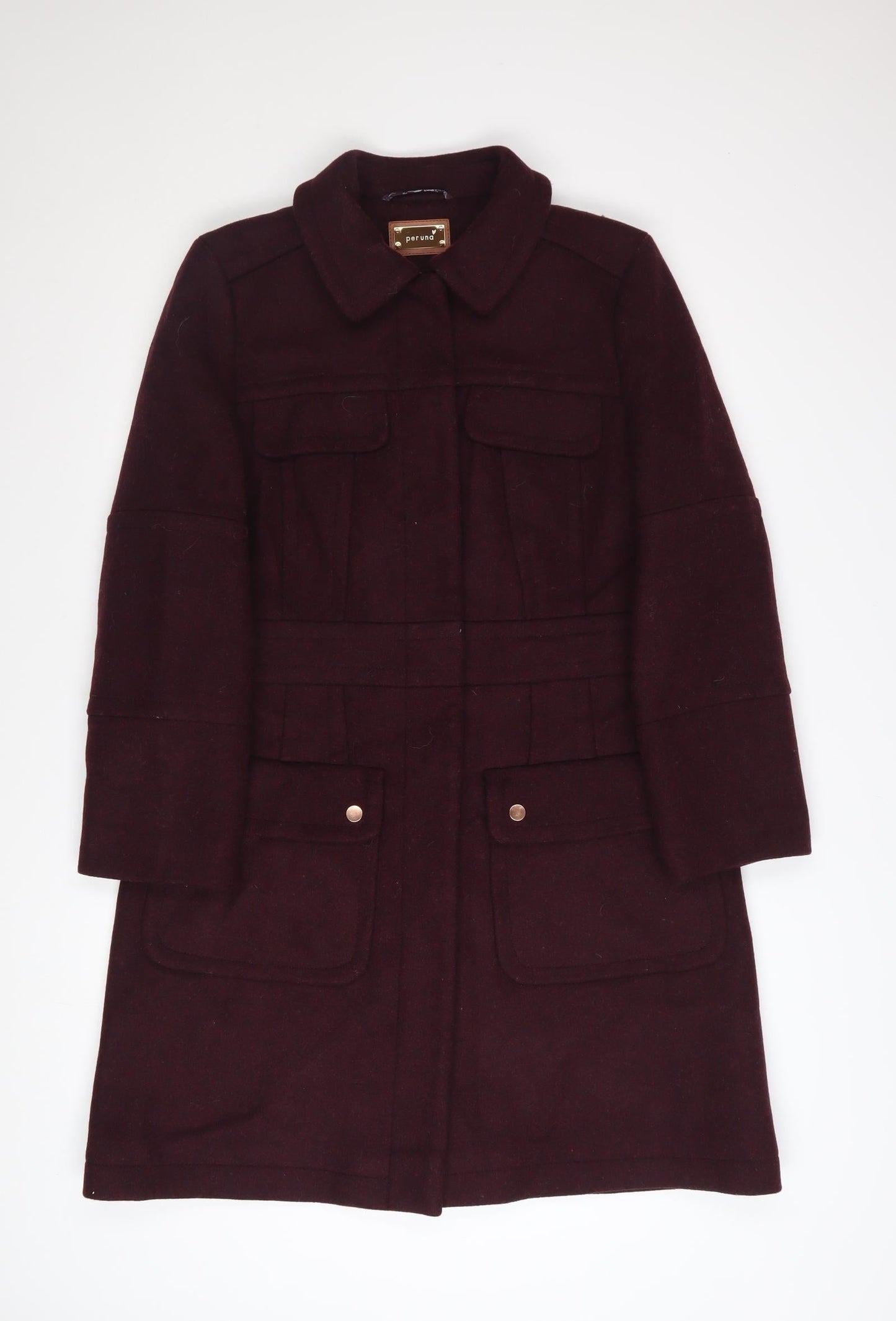 Marks and Spencer Women Brown Wool Blend Long Overcoat Size 14