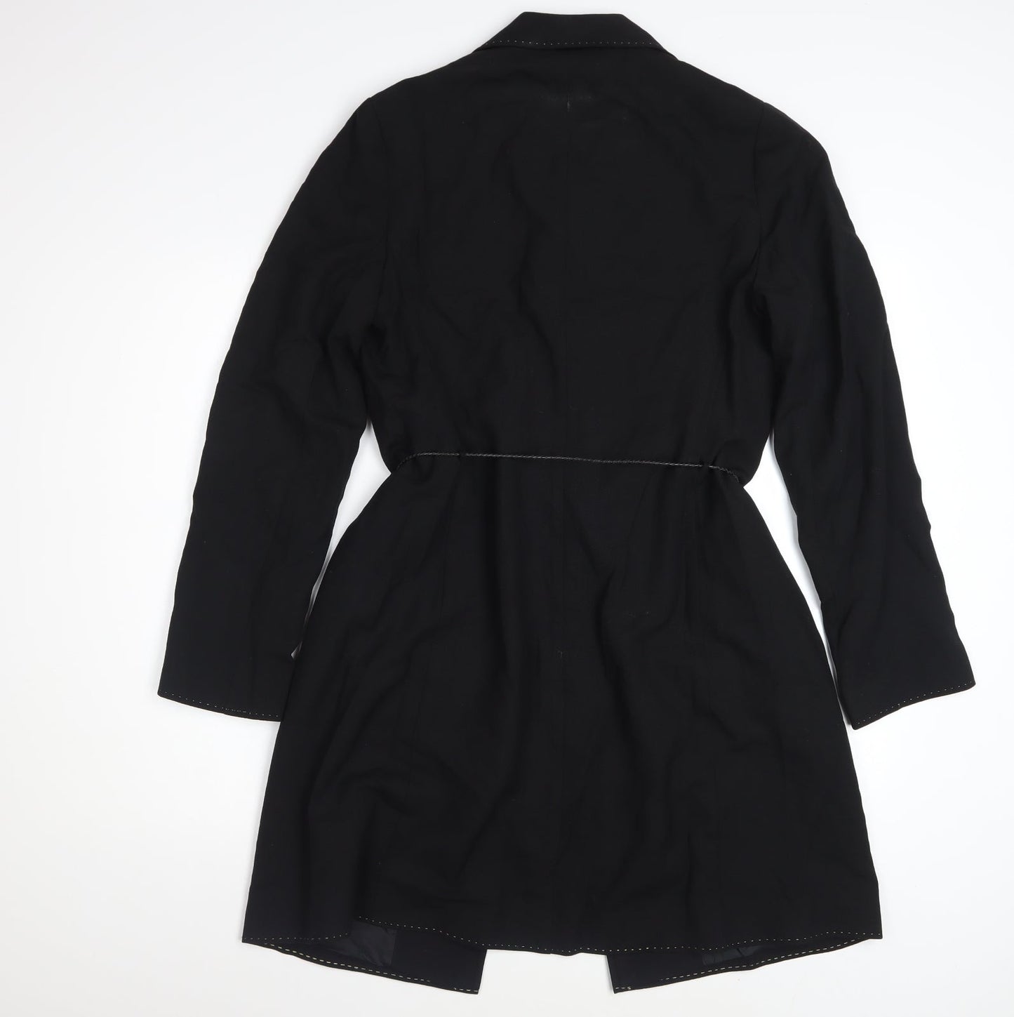 Marks and Spencer Autograph Women's Black Long Wool Blend Trench Coat UK 12
