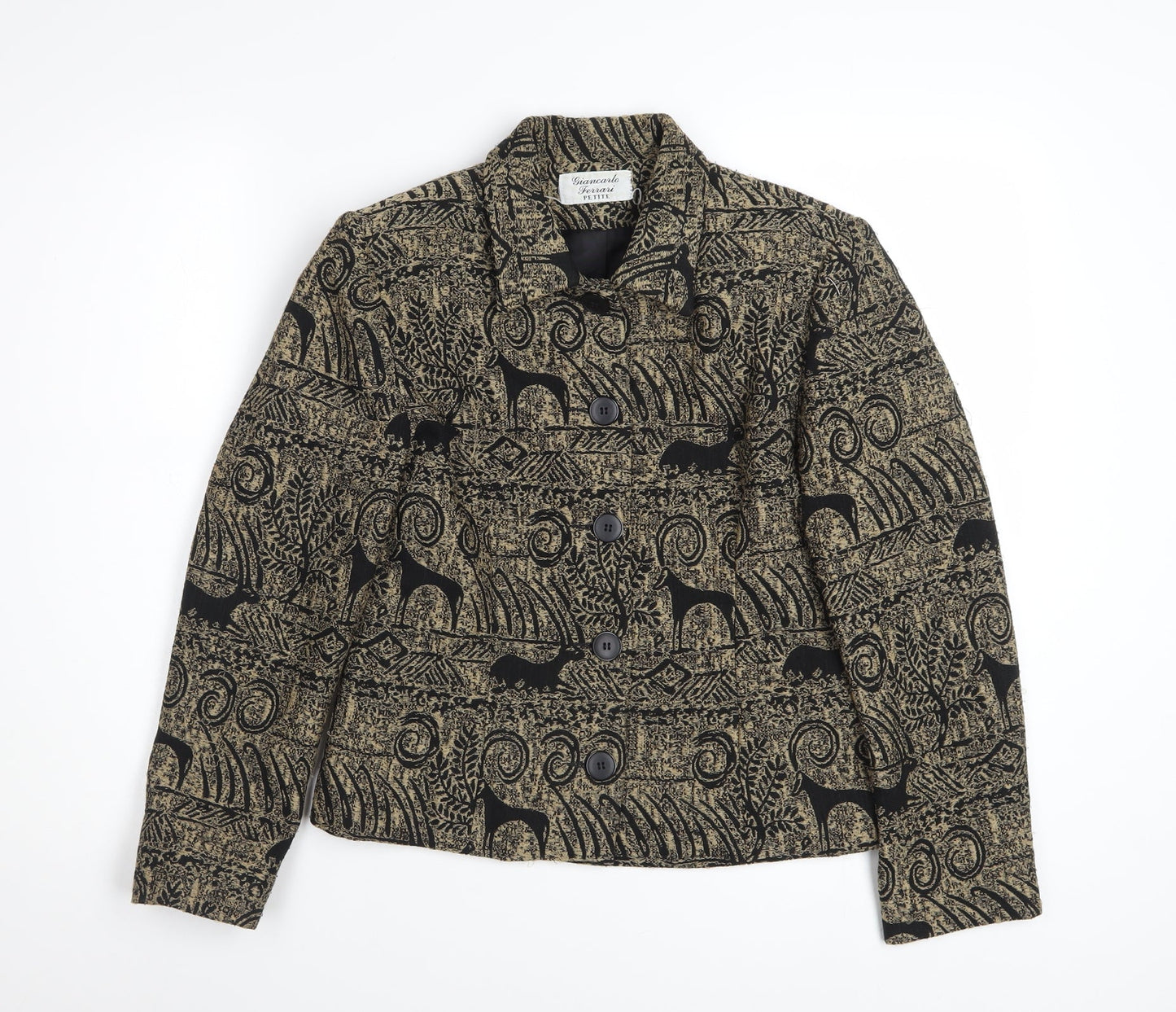 Giancarlo Ferrari Petite Brown Animal Print Blazer Jacket Women’s Size 10