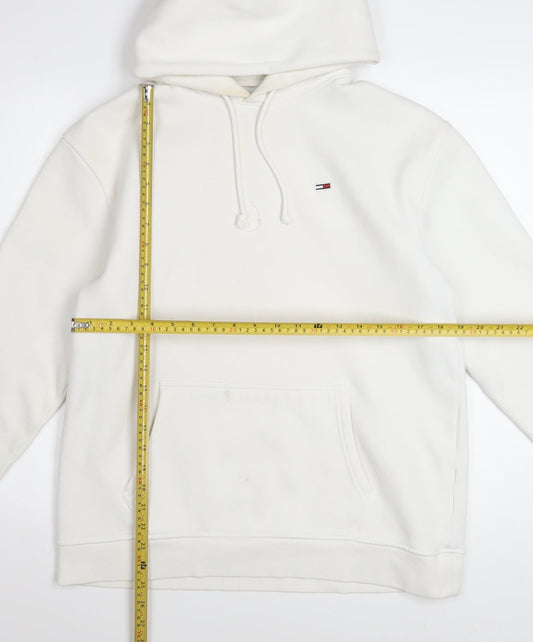 Tommy Jeans Women’s White Pullover Hoodie Size L Cotton Blend