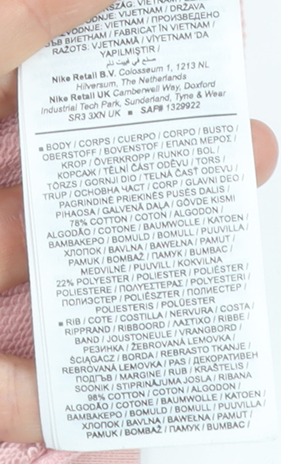 Nike Girls Pink & Navy Crew Neck Pullover Sweatshirt M 137-146cm