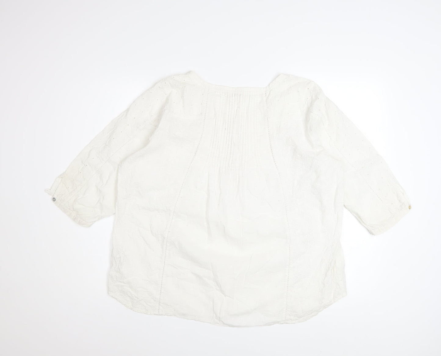 Fat Face Women’s White Cotton 3/4 Sleeve Tunic Blouse UK 18