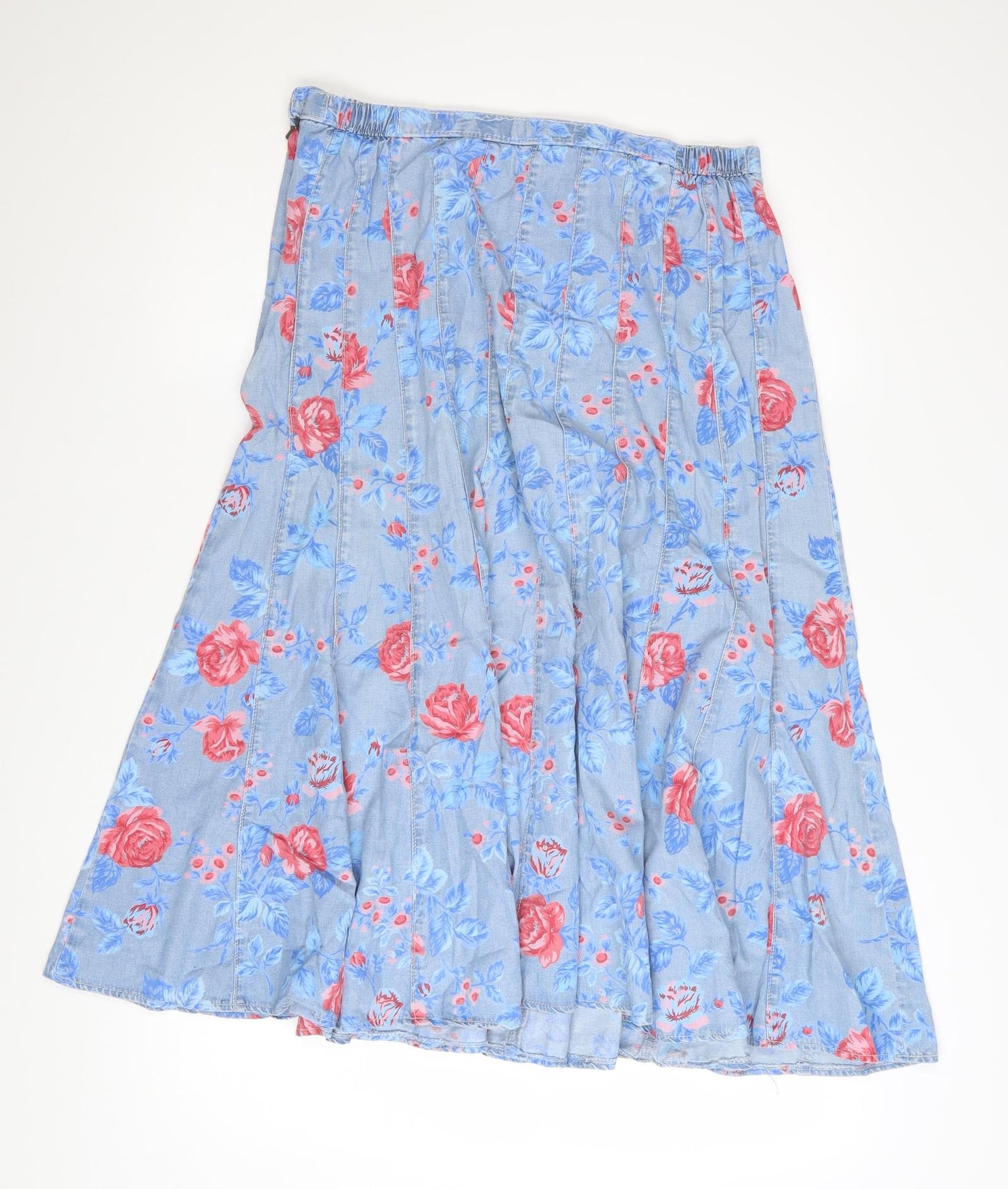 Marks and Spencer Womens Blue Floral A-Line Knee Length Skirt UK 14