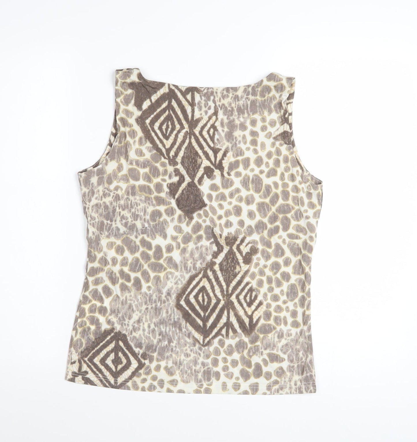 Verse Women's Beige Tribal Geometric Sleeveless Tank Top Size 10