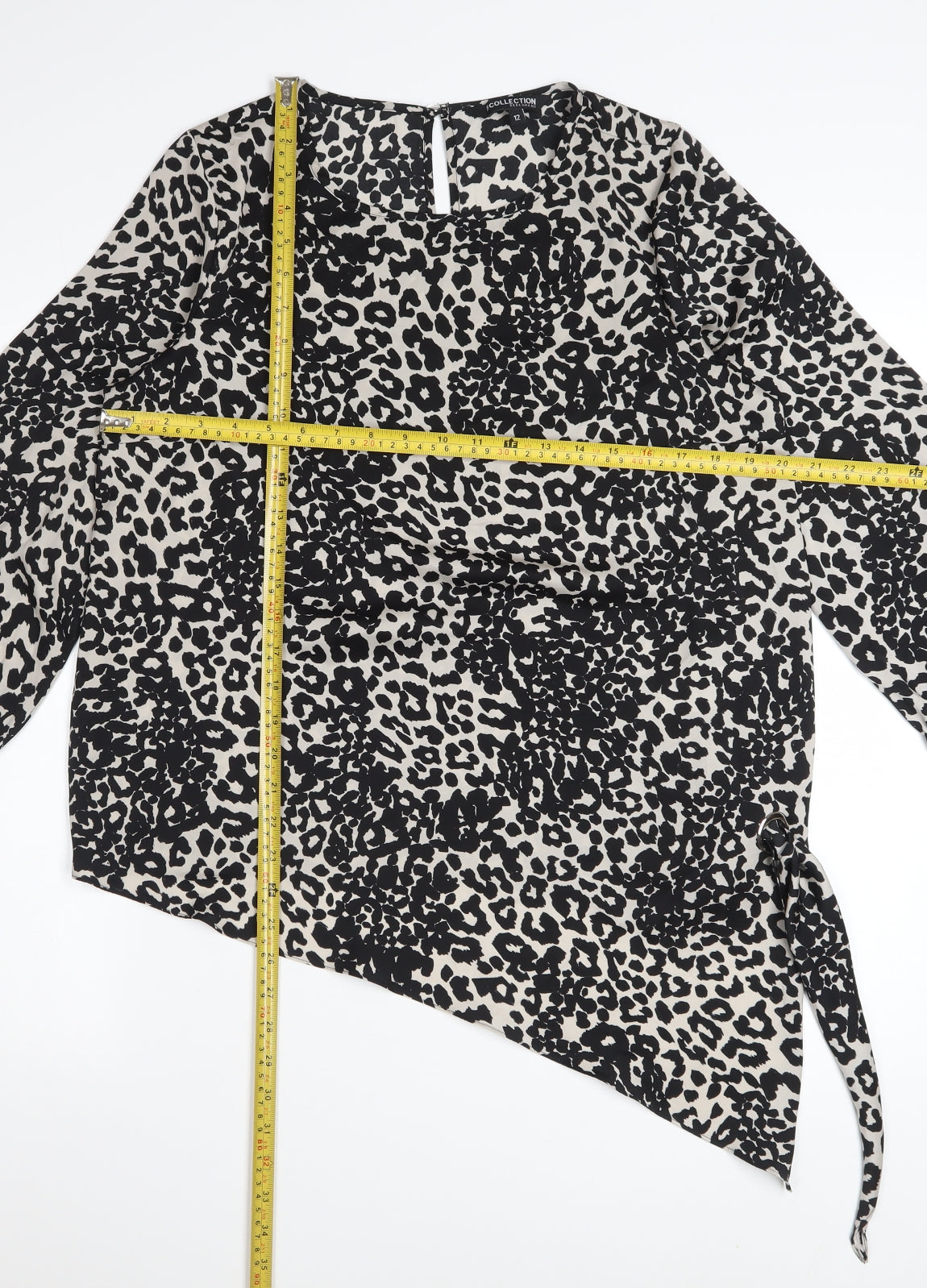 Debenhams Women's Black Animal Print Tunic Blouse Size 12
