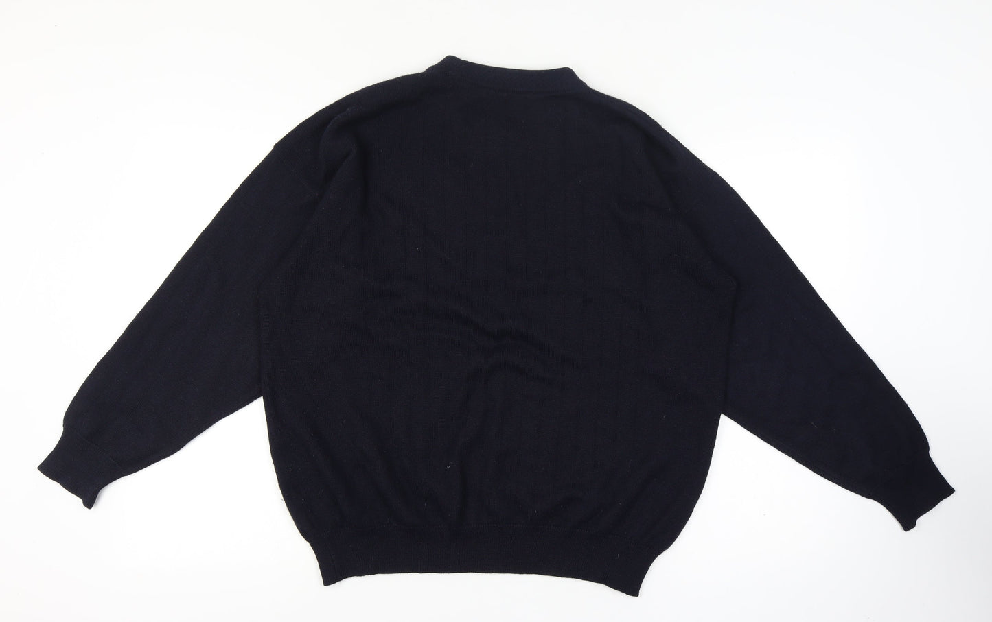 Jaeger Men's Blue Wool Blend Crew Neck Pullover Jumper Medium