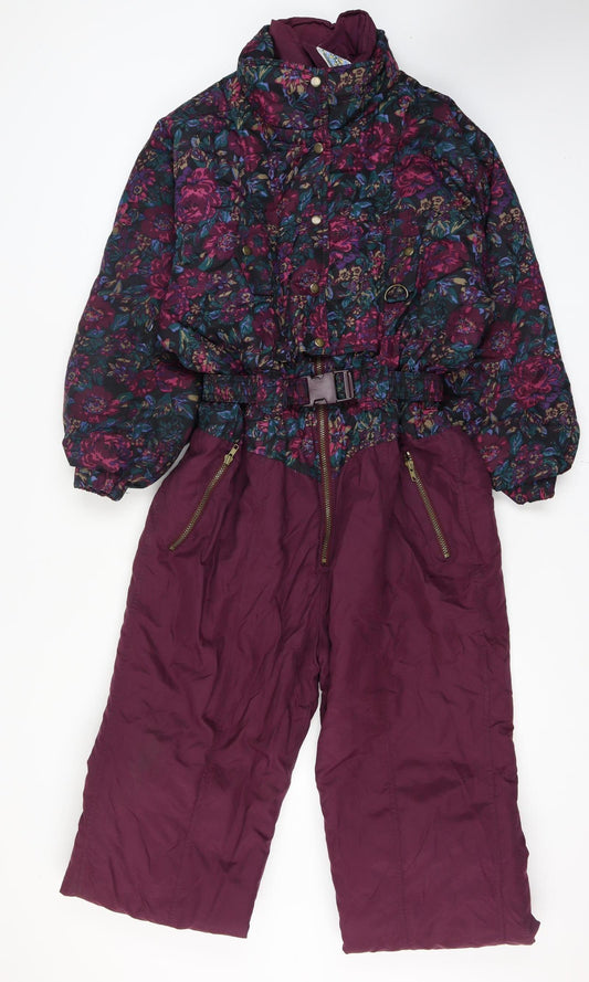 Chill Out Womens Multicoloured Floral Ski Jacket Suit Size 14-16 Insulated Belted