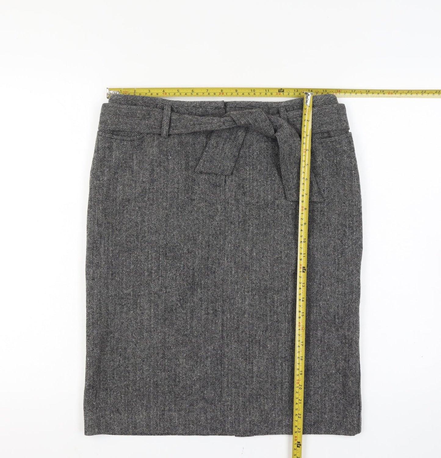 Kookai Women's Grey Wool Tweed Pencil Skirt Size 12