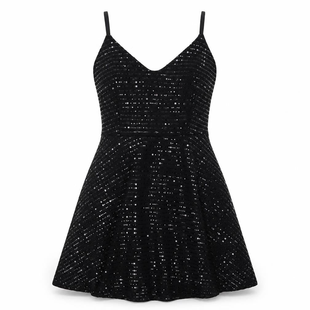 New Look Women Black Size 10 Sequin Fit & Flare Party Dress