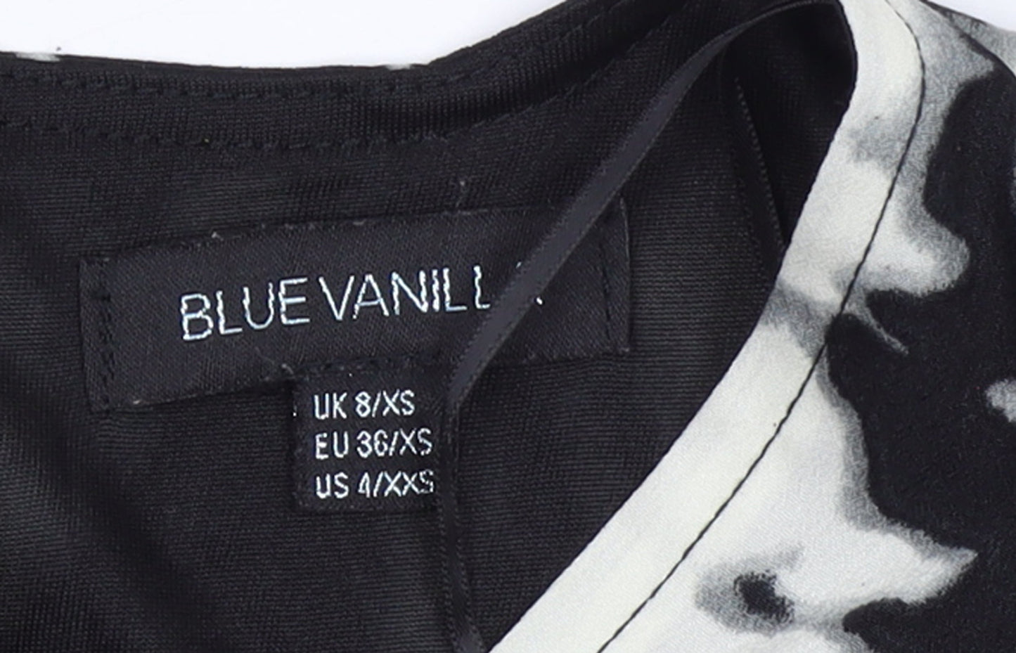 Blue Vanilla Women's Black Floral A-Line Short Dress Size 8
