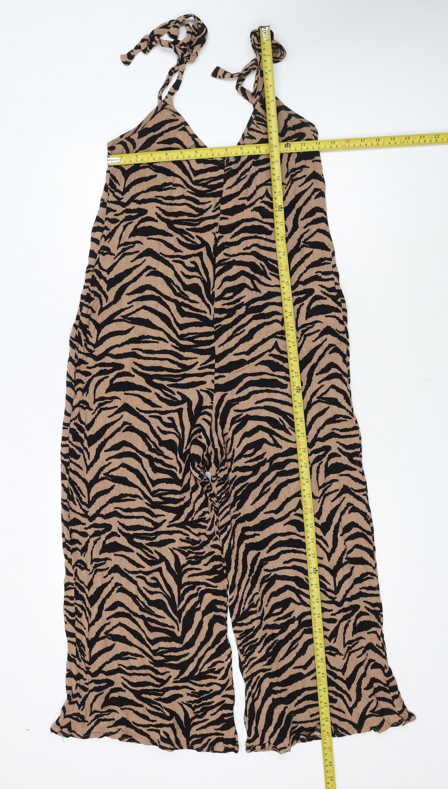 New Look Women’s Brown Zebra Print Sleeveless Long Slip Dress Size 12