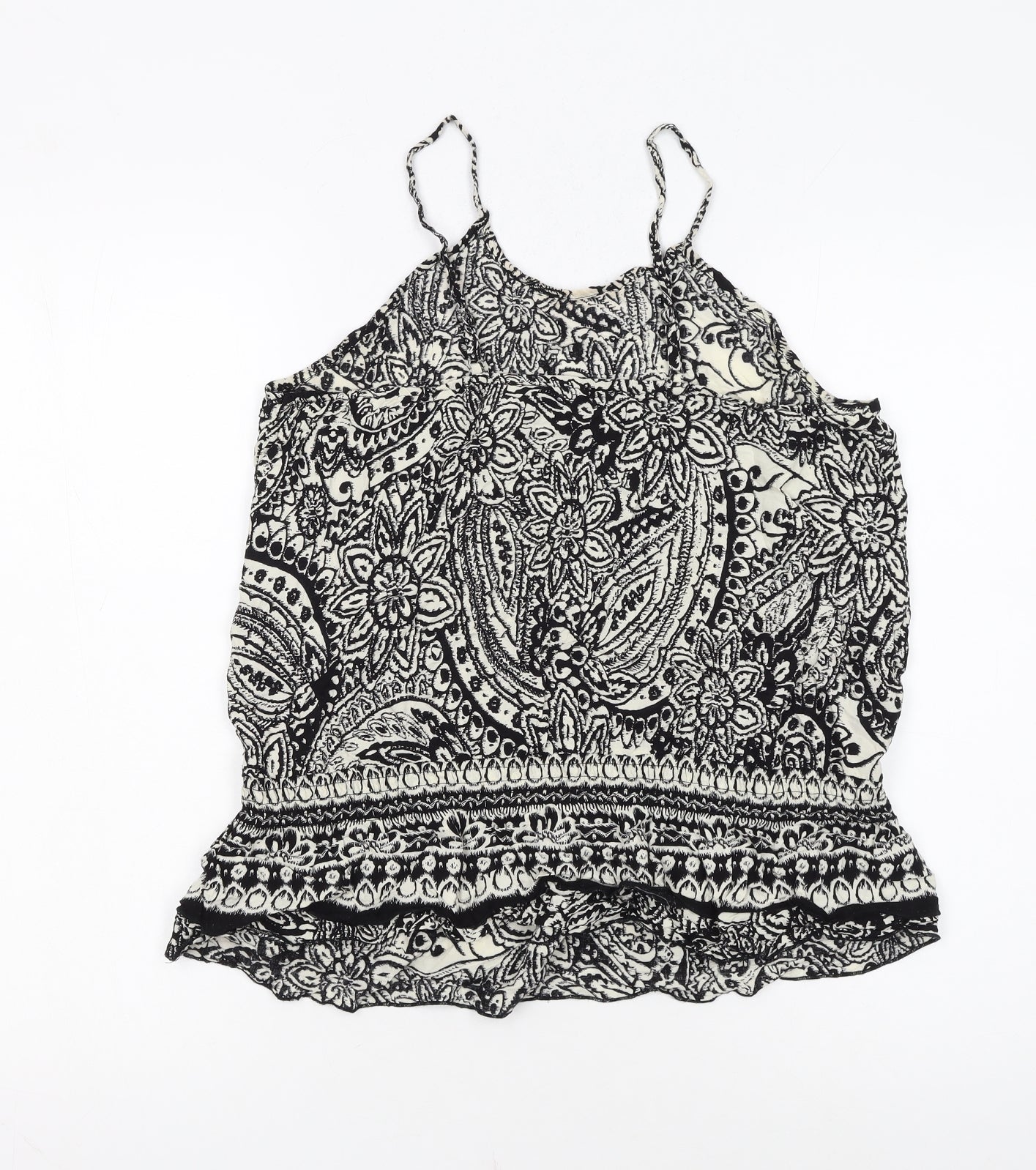 QED London Women’s Black Paisley Viscose Camisole Top Size 14