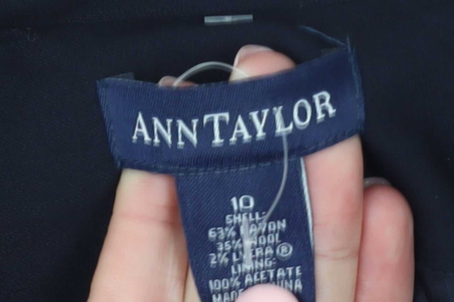 Ann Taylor Women's Navy Blue Wool Blend Blazer Size 14 Single-Breasted