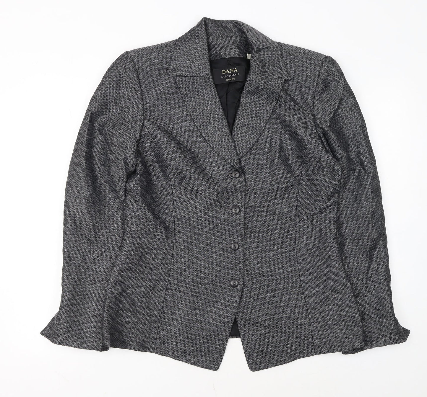 Dana Buchman Women’s Grey Tweed Blazer Size 8 Single-Breasted Jacket
