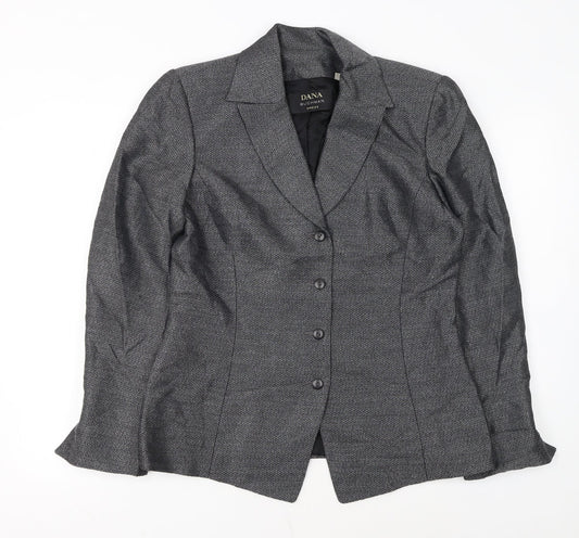 Dana Buchman Women’s Grey Tweed Blazer Size 8 Single-Breasted Jacket
