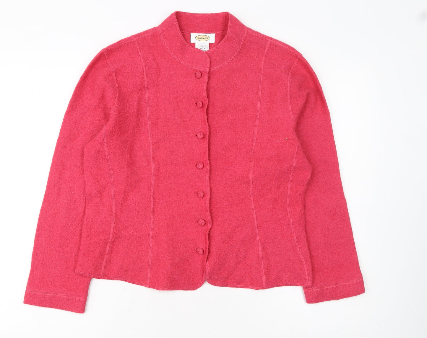 Talbots Womens Pink Wool Mock Neck Button Cardigan Medium